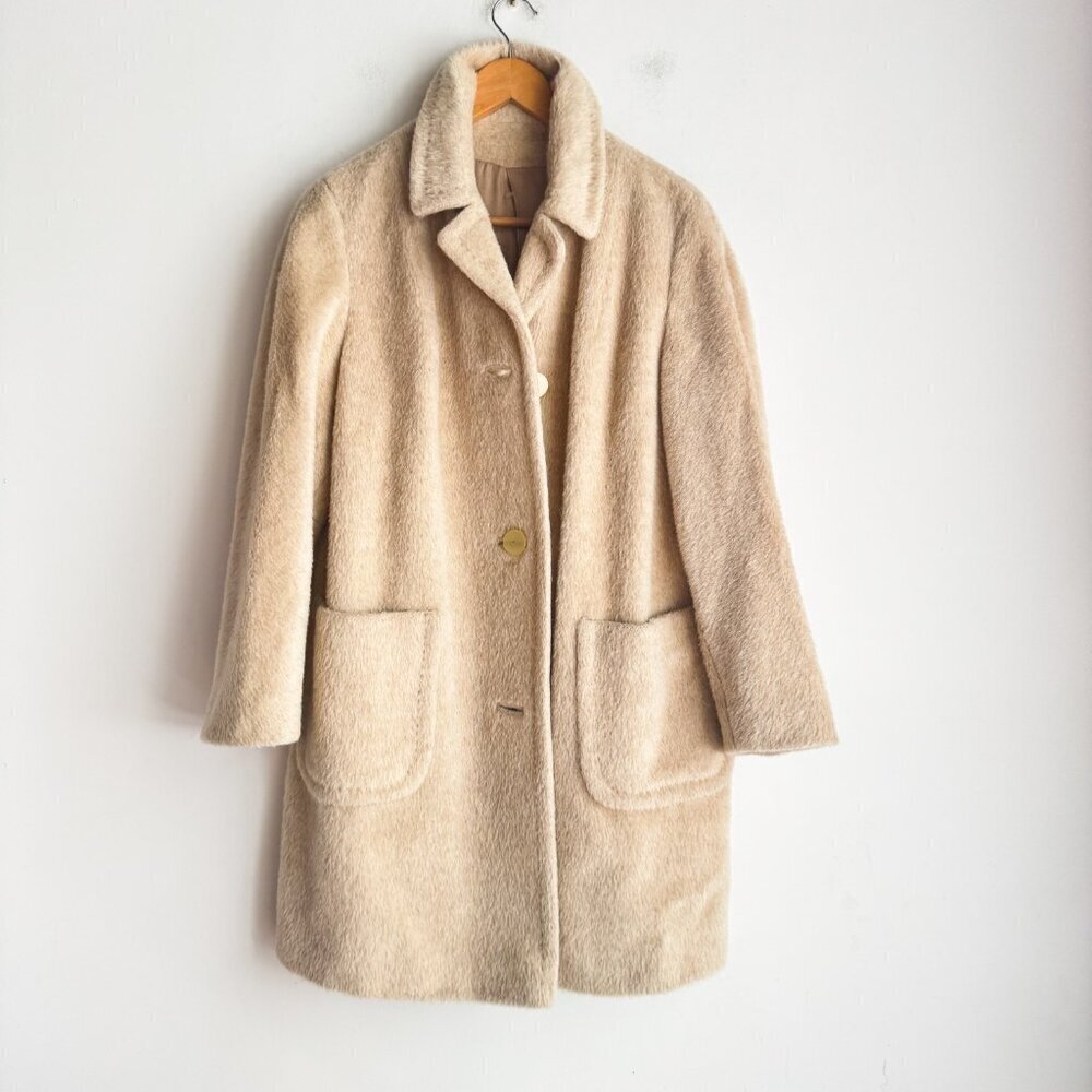 Vintage Mills Bros Light Beige Pure Llama Lightweight Peacoat M